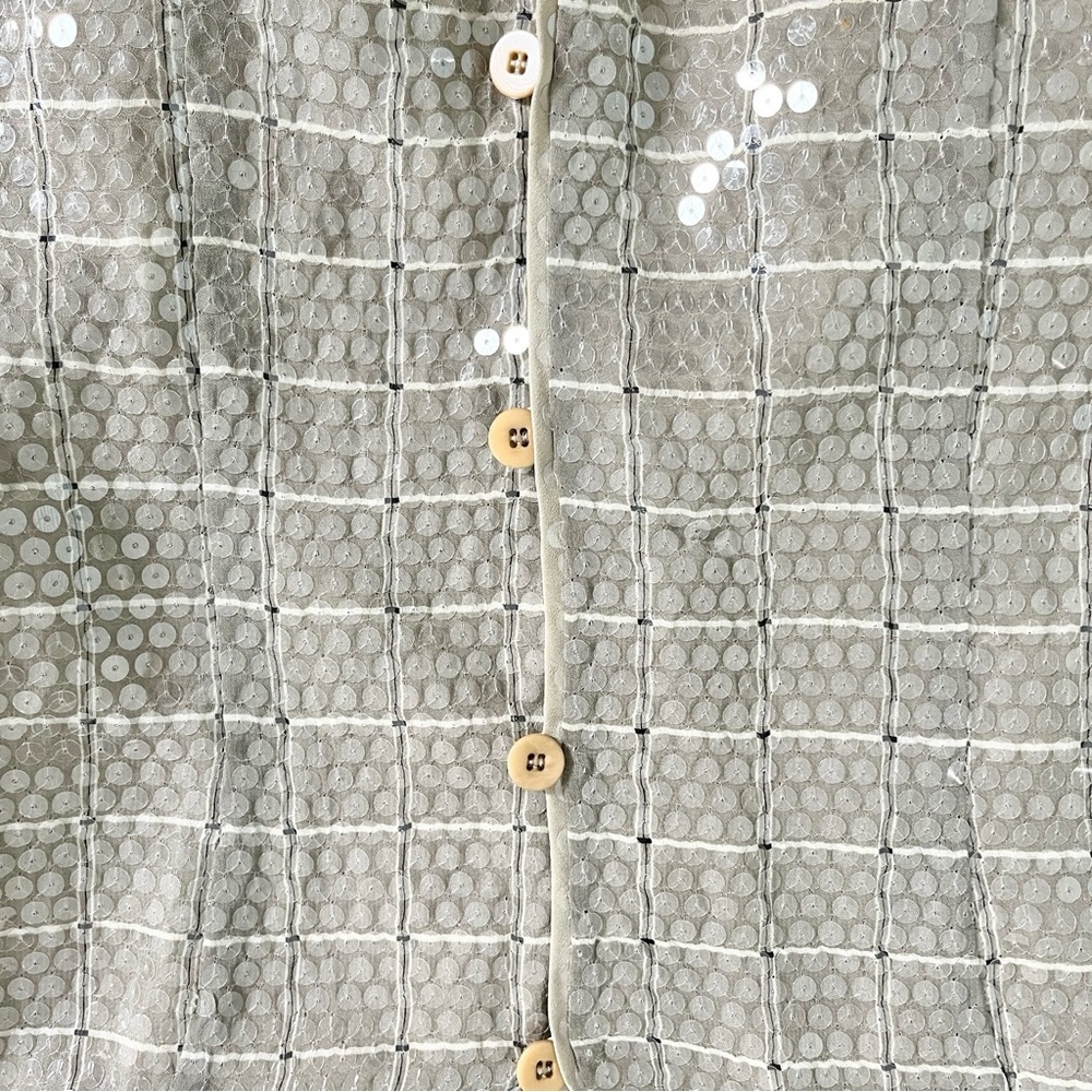 Giorgio Armani Beige Sequin Grid Tank Top - Picture 7 of 12